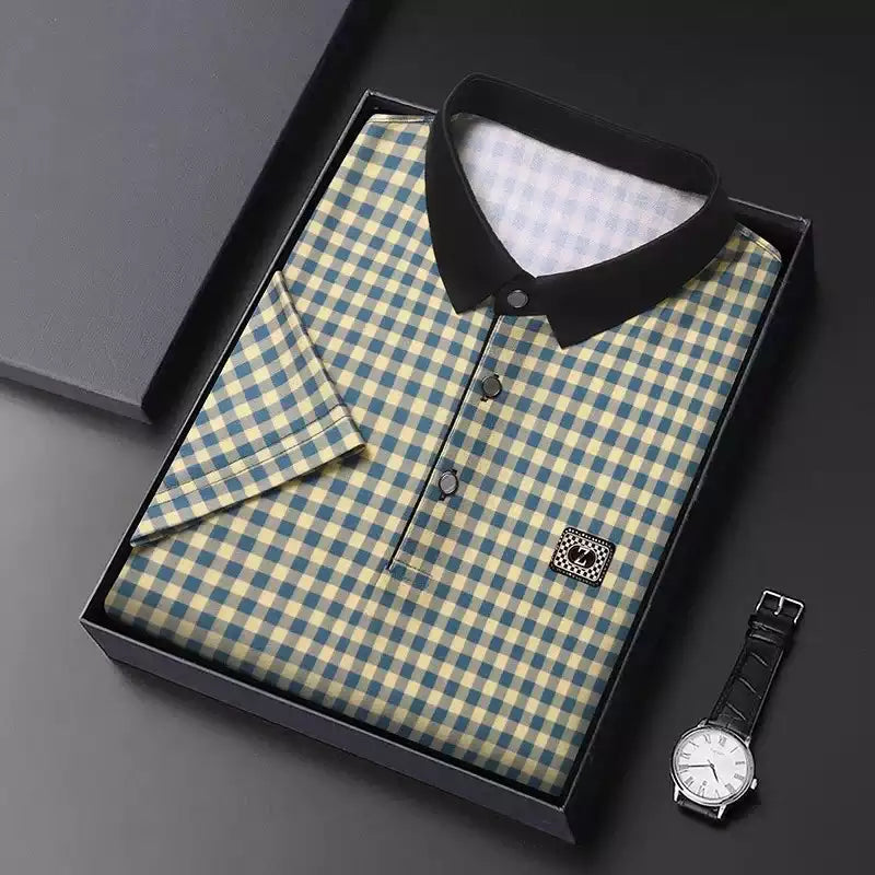 Checks Men's Polo T-Shirt – Classic Fit, Breathable Cotton, Everyday Comfort