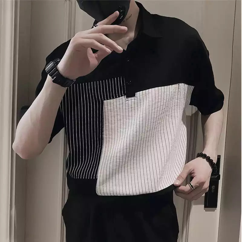 Stripe Men's Polo T-Shirt – Classic Fit, Breathable Cotton, Everyday Comfort
